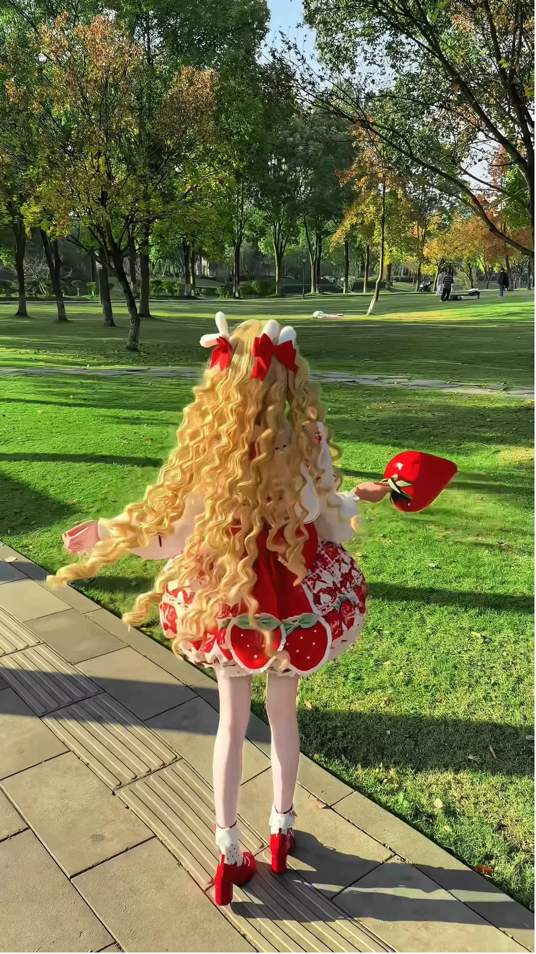 Bubble Bear - Strawberry Bud - Strawberry-Print JSK with Bow Trim