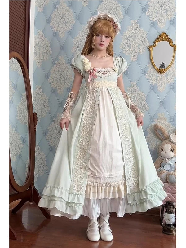 Creamy - Forest Empire - Green Lolita Dress with Puff Sleeves