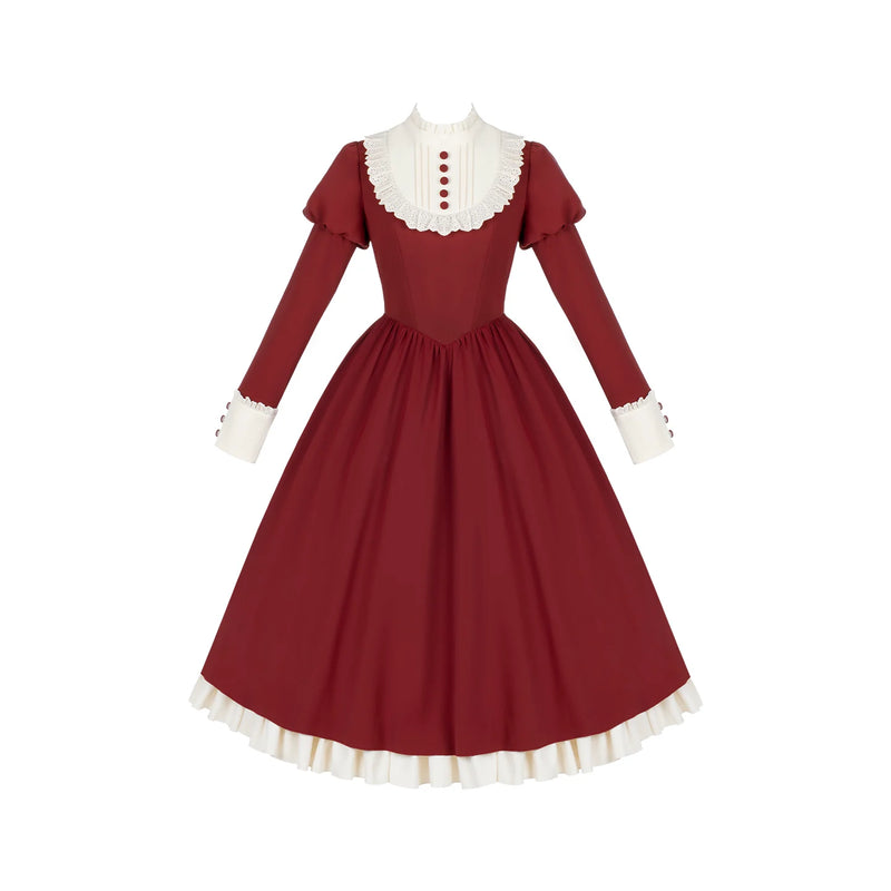 With PUJI - Miss Lita - Classic Lolita dress suit with an adjustable flutter-sleeve apron detail view 10