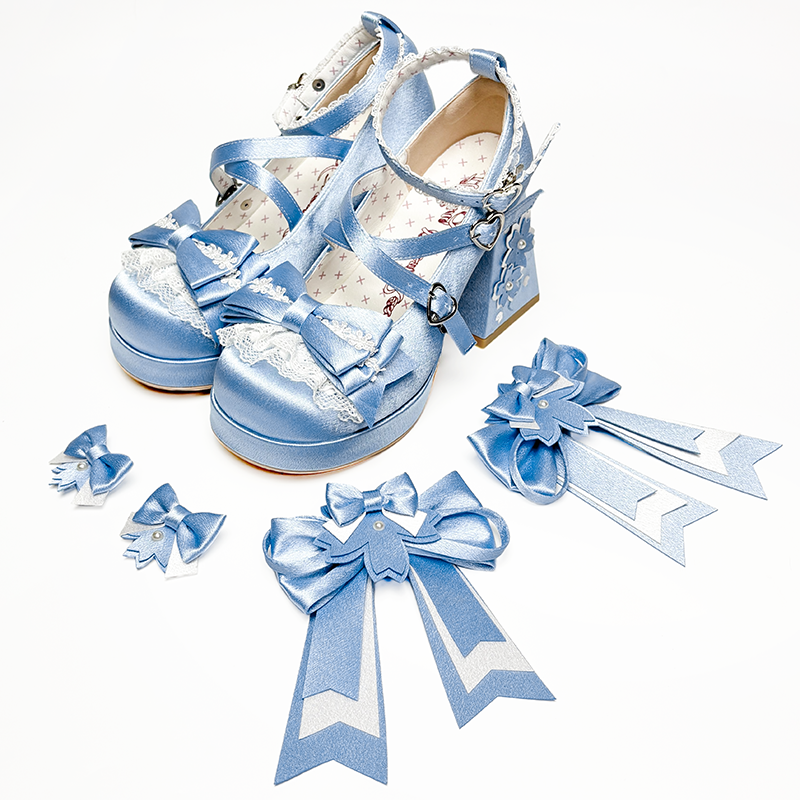 Dreamland - Sakura Oath - Sweet Lolita Chunky-Heel Shoes with 3D Floral Decorations