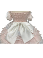 white bow with bead embellishment and train / S