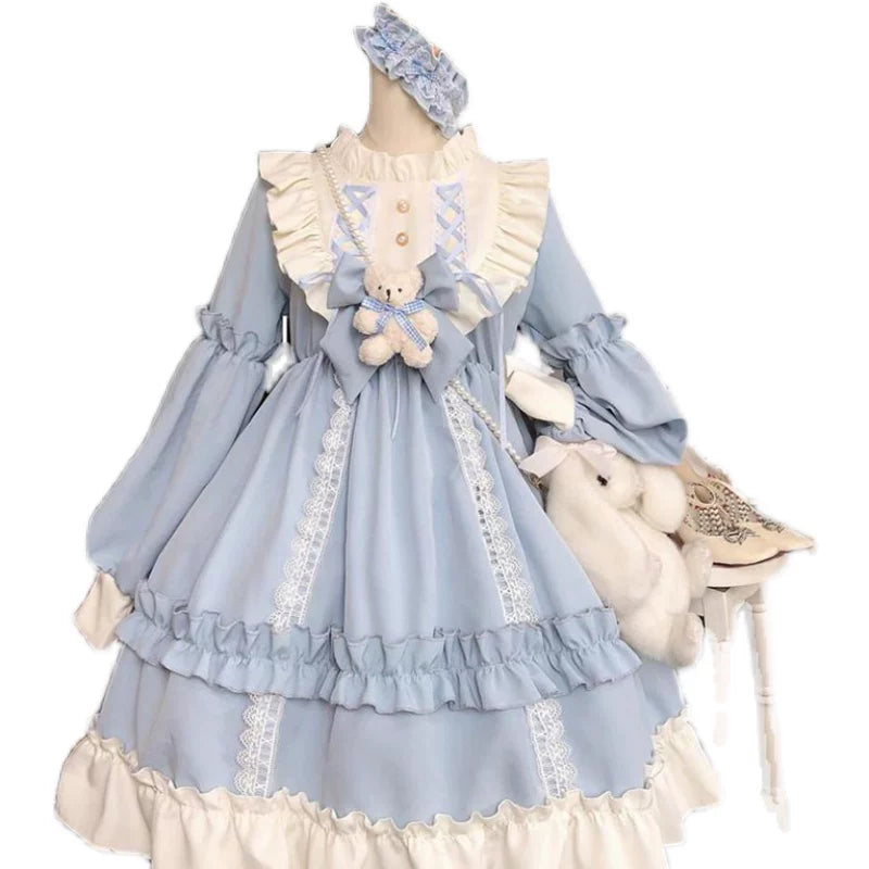 Yueele - Blue Cocoa Spring - Plus-Size Sweet Lolita OP Dress - detail view 5