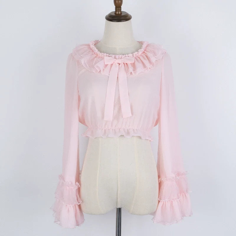 Sakurada Fawn - Plus Size Lolita Blouse Cheese - Chocolate Long Sleeve Innerwear