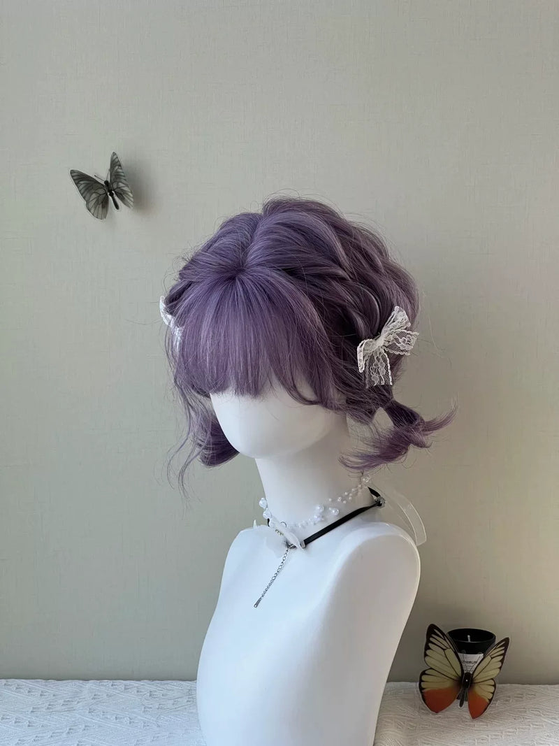 Grey-purple short curly full wig - view 6
