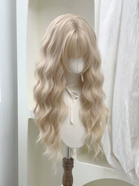 Kunkun Fish - Choux Puff - long wavy wool-curl wig - Soufflé [cream blonde] + wig net