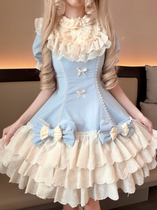 Sweetheart Cream - Cream Tart - Sweet lolita tiered cake dress