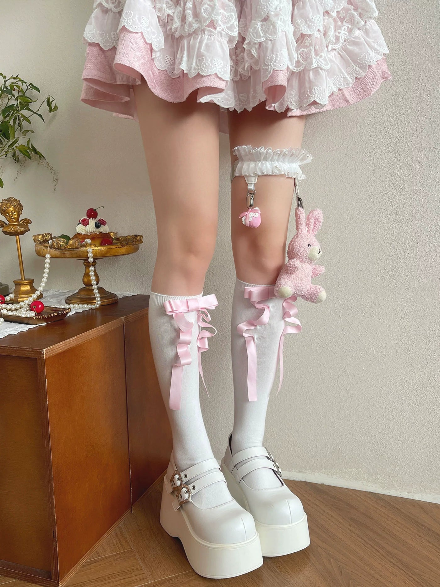 WAGUIR - Sweet Lolita Calf Socks - Doll Leg Garter, Little Rabbit & Bows Socks