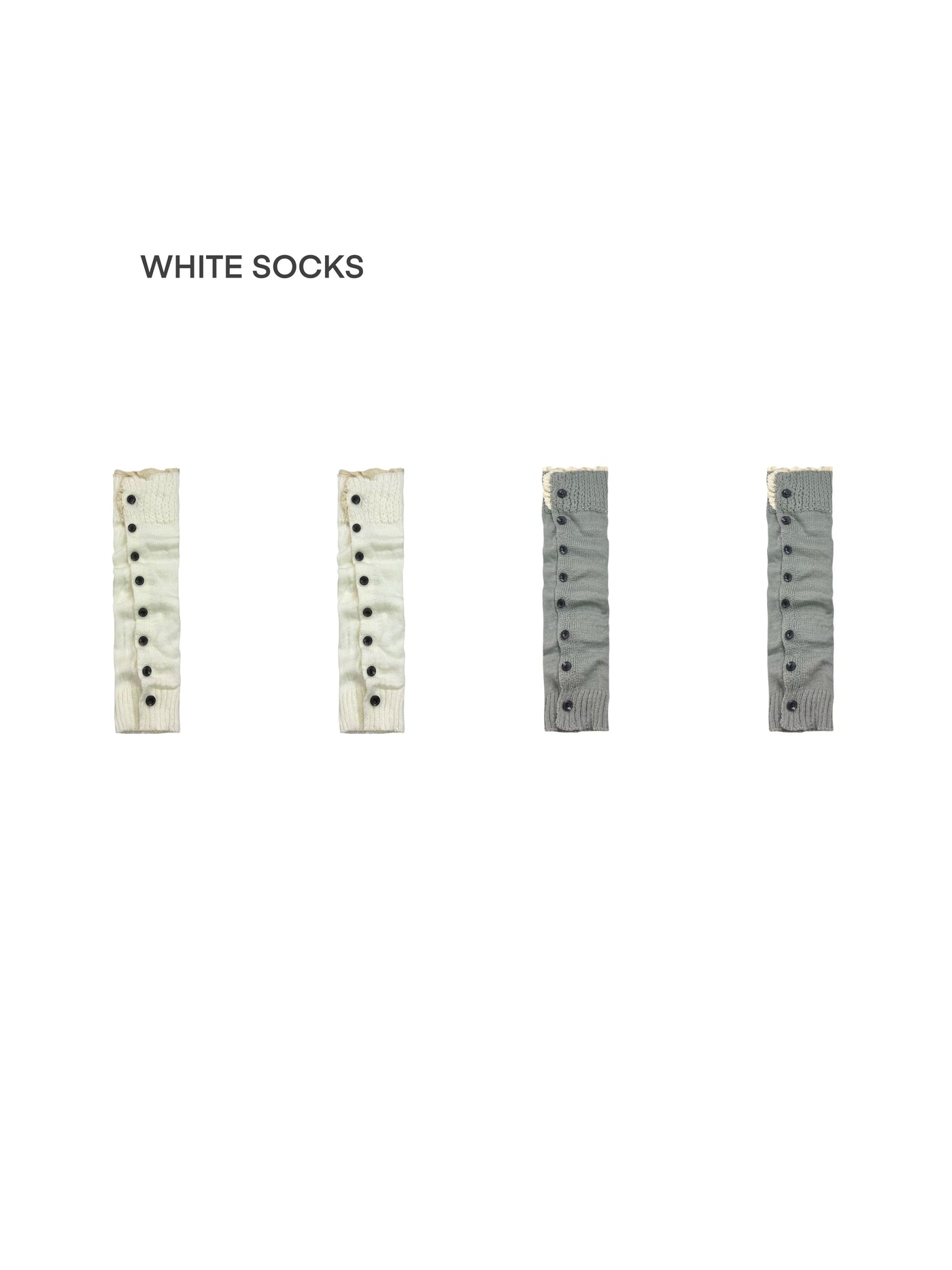White Socks - Maillard Button Scrunch - Knit Leg Warmers with Side Buttons