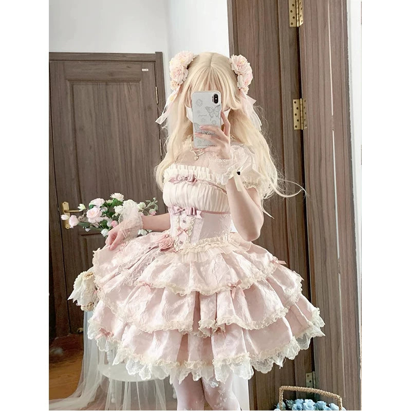 Creamy - Ballet Princess - Pink JSK Dress with Layered Ruffles