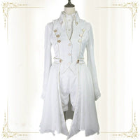 Immortal Thorn - Schneeschatten - Langer ärmelloser Ouji Lolita Mantel - Weiß / S