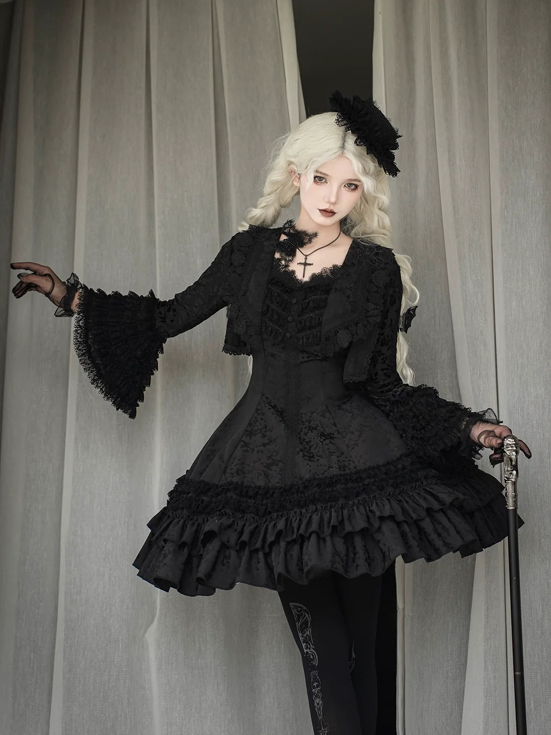MILU ORIG - Six-Panel Gothic Lolita JSK Dress - Tiered Ruffles JSK Dress