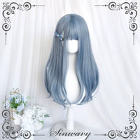 Sinwavy - Sea Salt - Blue JK Lolita Long Curly Wig with Air Fringe - Sea-salt blue
