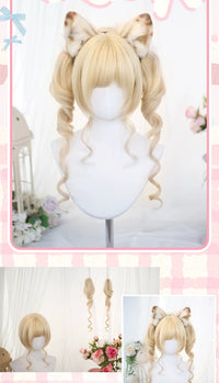 Dalao Home - Qian Yan Roman Curl Twin Ponytail Wig - Qian Yan Light Milk Gold