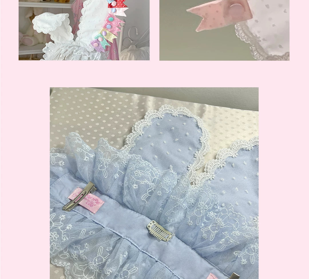 roji roji - Sweet Rabbit Lace - Rabbit-Ear Headband with Layered Lace and Bows