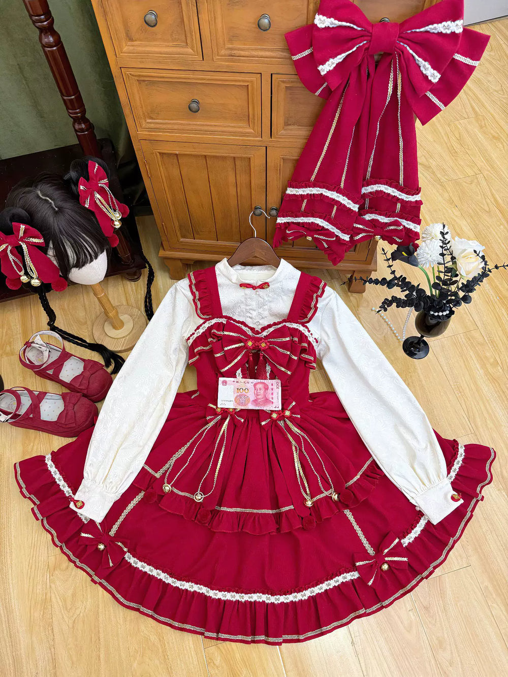 Cream Marshmallow - Spring Morning - Red JSK Dress