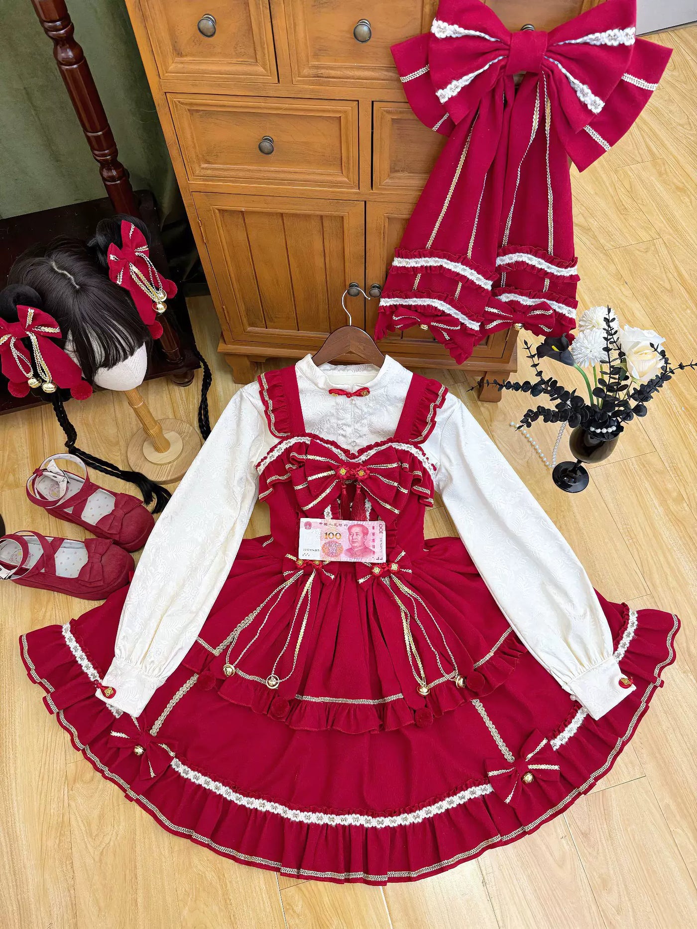 Cream Marshmallow - Spring Morning - Red JSK Dress