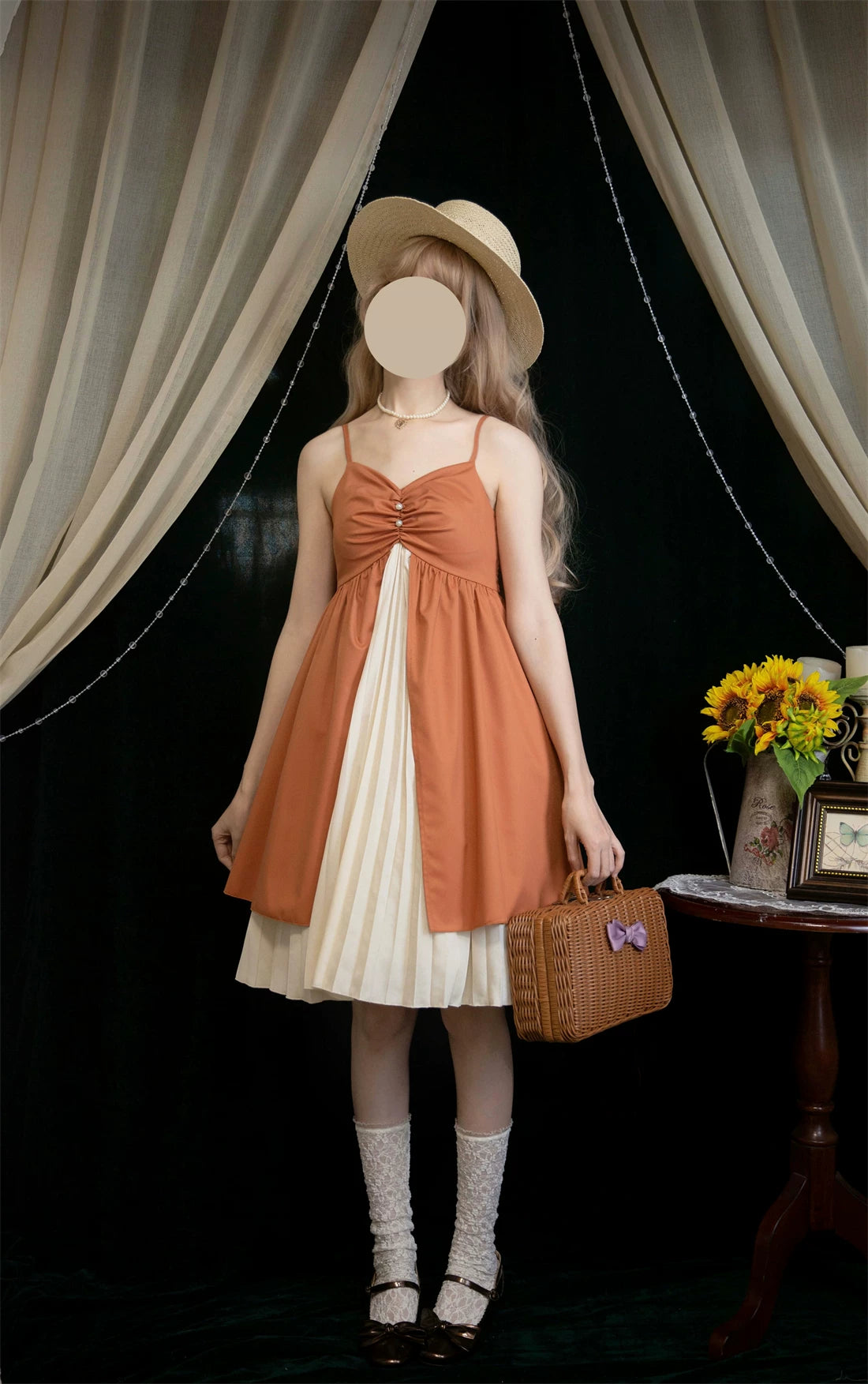 Old Book Pages - Adjustable High-Waist Resort JSK Dress - detail view 4