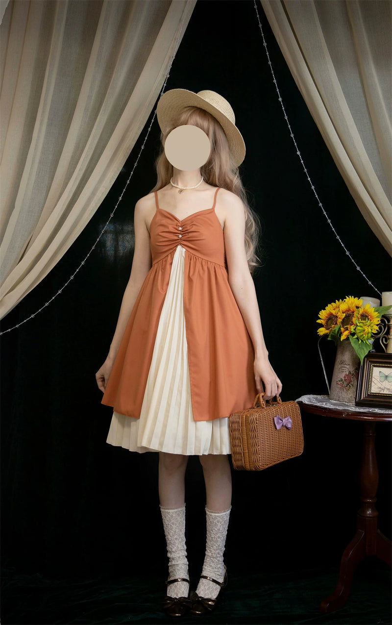 EESSILY - Old Book Pages - Adjustable High-Waist Resort JSK Dress - detail view 4
