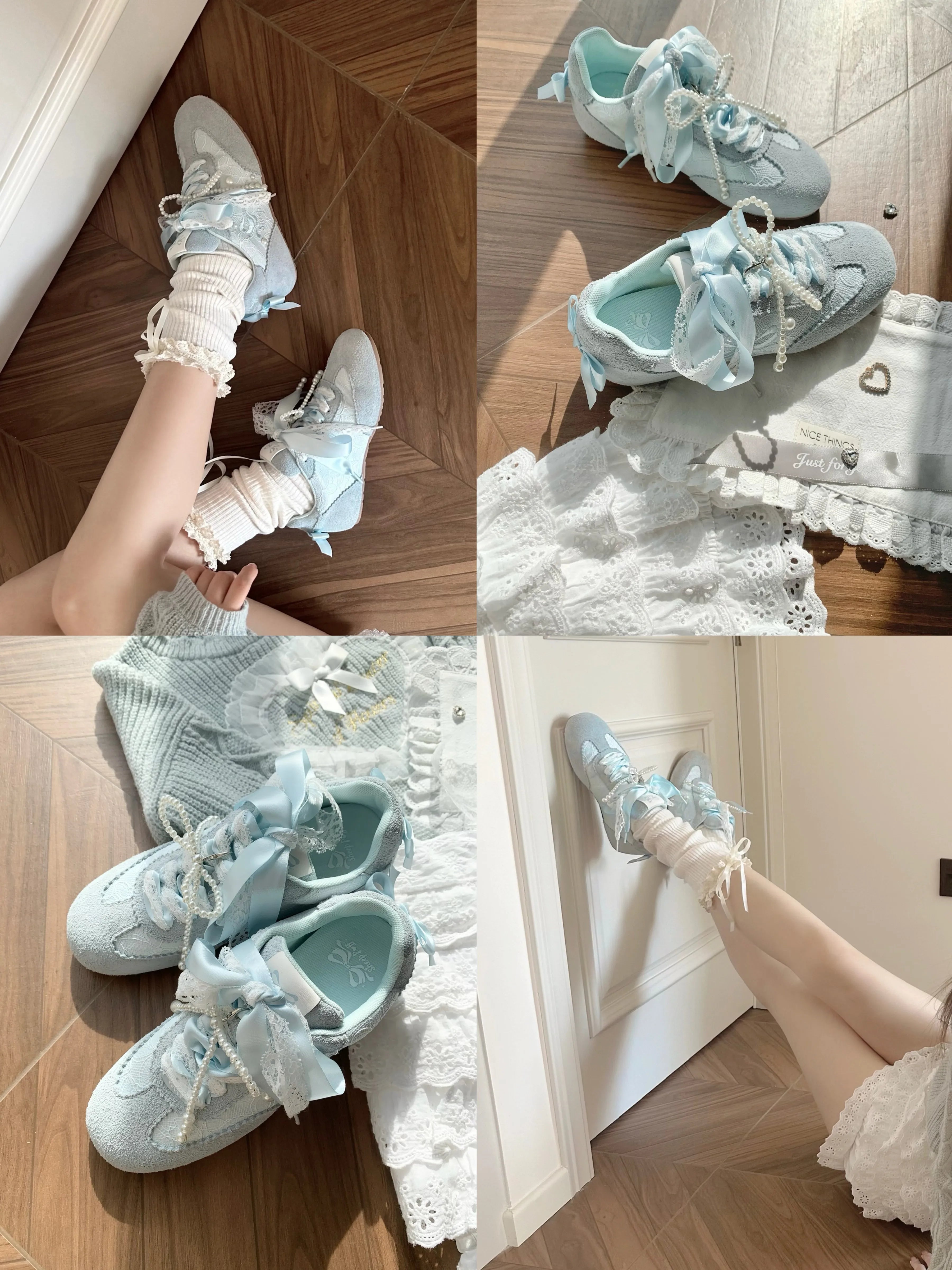 Sheep Puff Dream Lace Lo-Run Lolita Sneakers featuring white lace details and a playful sheep puff design.