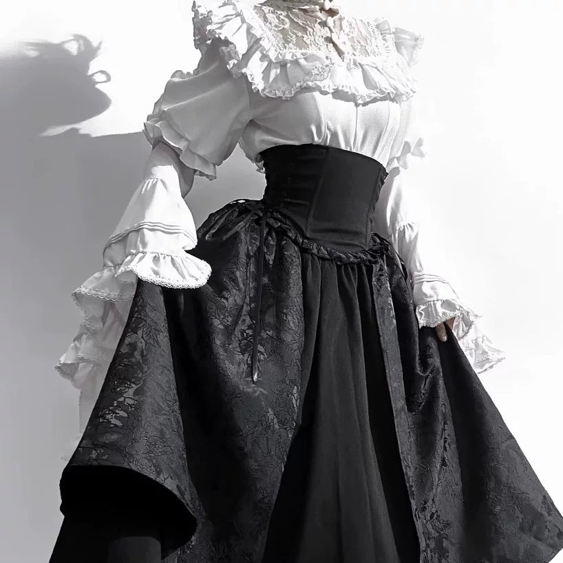 Sweetheart Dream Machine - Quiet Gothic - Hime-sleeve Blouse with Black SK Skirt Options