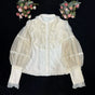 S / Beige shirt-Stand collar