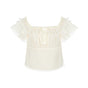 Ruffle short puff sleeve Ecru inner layer In stock / S