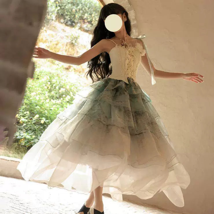 Sweetheart Dream Machine - Swan Garden - JSK top or underskirt with layered blue tiers