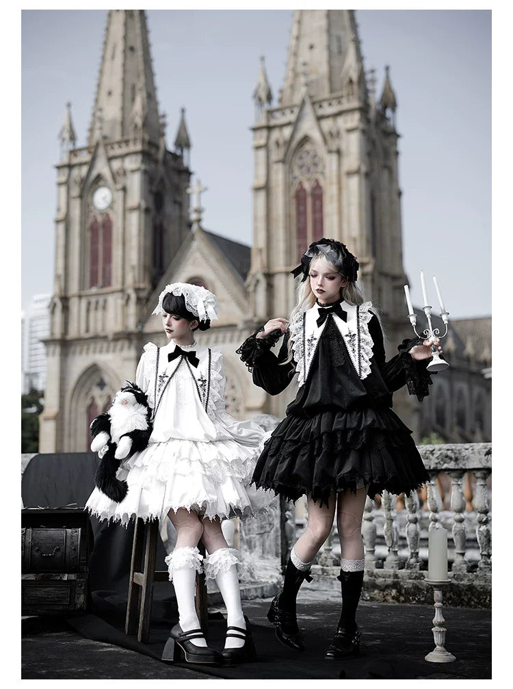 With PUJI - Dawn Bell & Dusk Song - Gothic Lolita Velvet OP Dress, Back Zipper