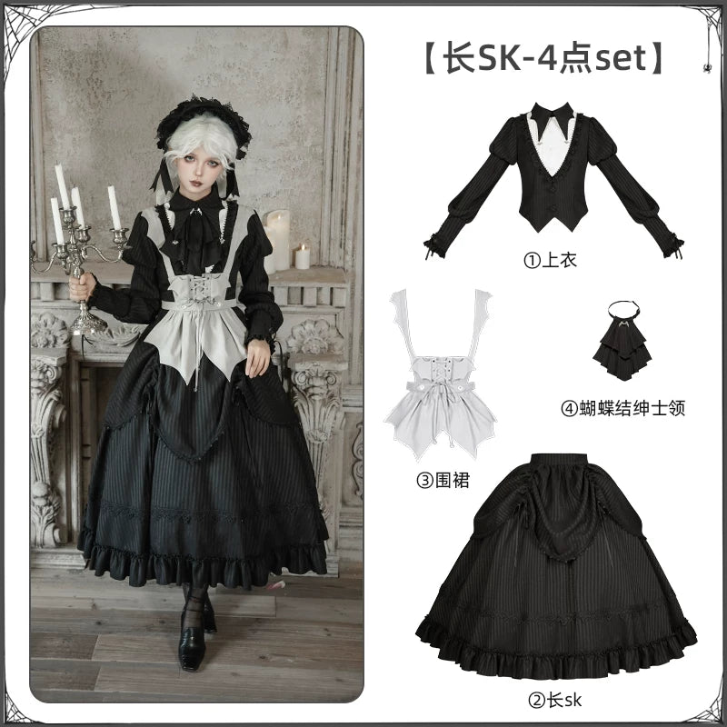 With PUJI - Night Talk - Gothic Lolita Skirt Dress Set, Batwing-shaped Accents detail view 7