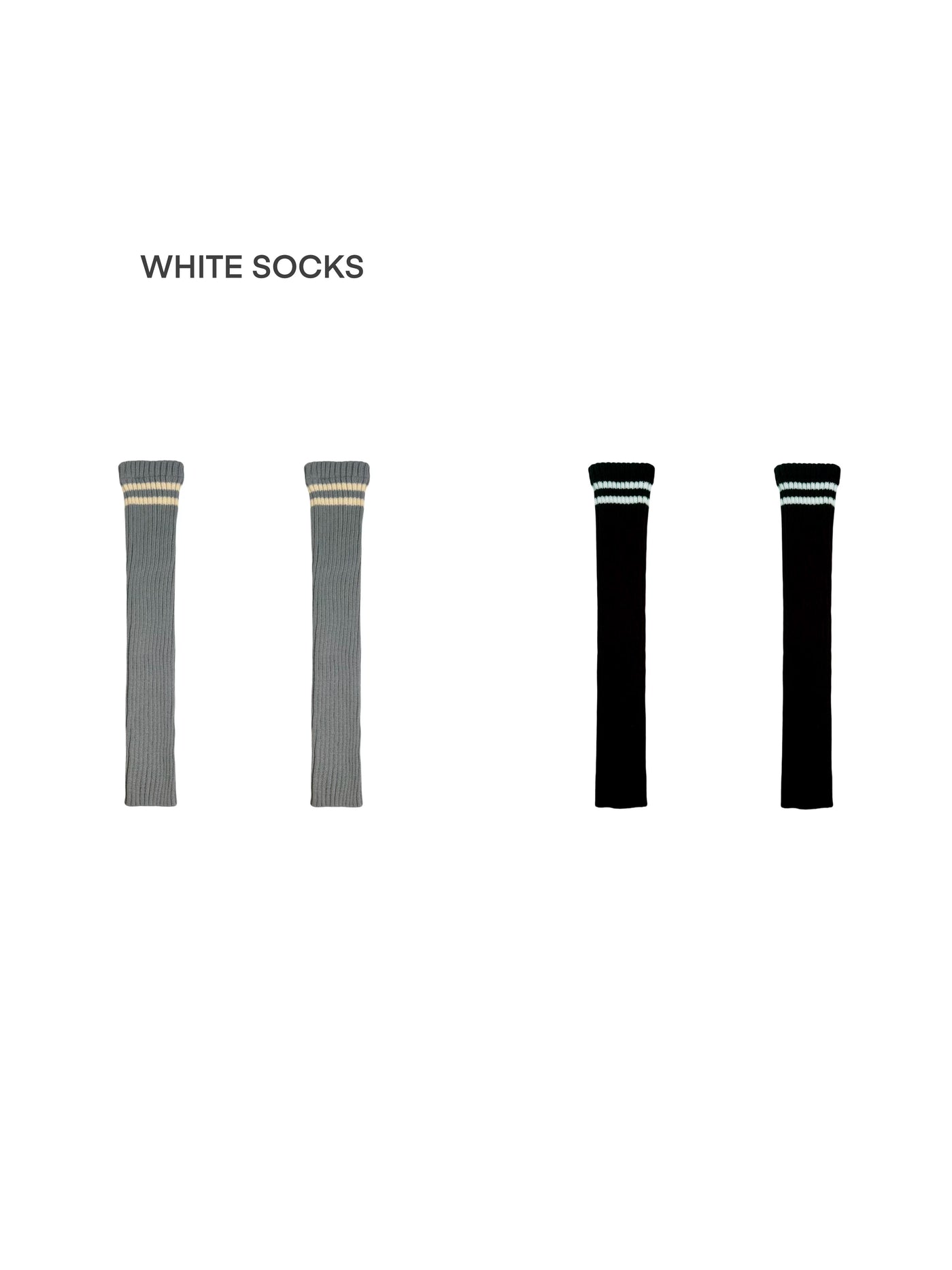 White Socks - Double Stripe - Ribbed Slouch Leg Warmers