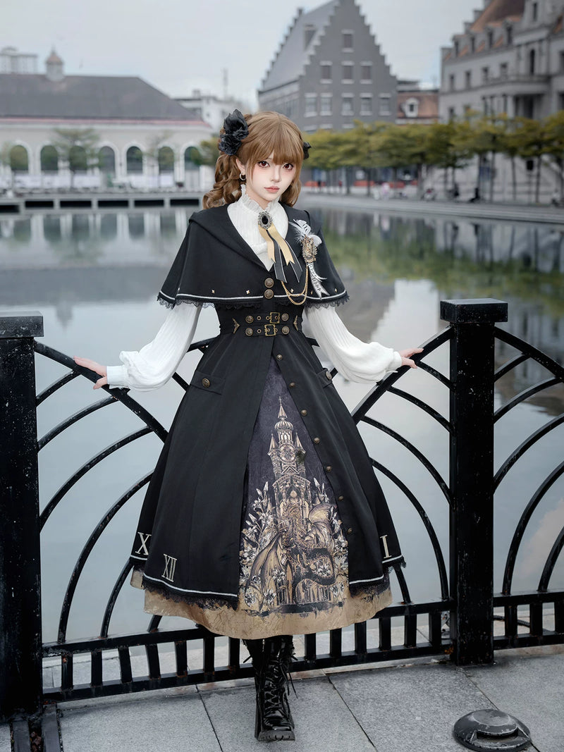 Unknown Star Letter - Time Dragon Aria - Classic Lolita One-Piece Dress with Cape