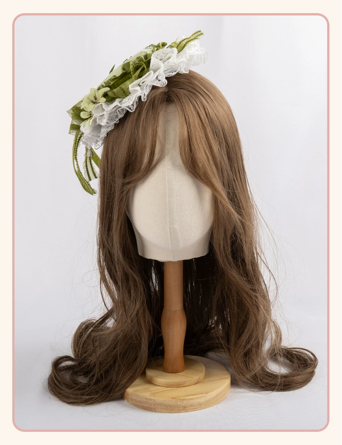 Stardust Rose - Lily of the Valley Woodland - Green Lace Lolita Headwear with Floral Ribbons