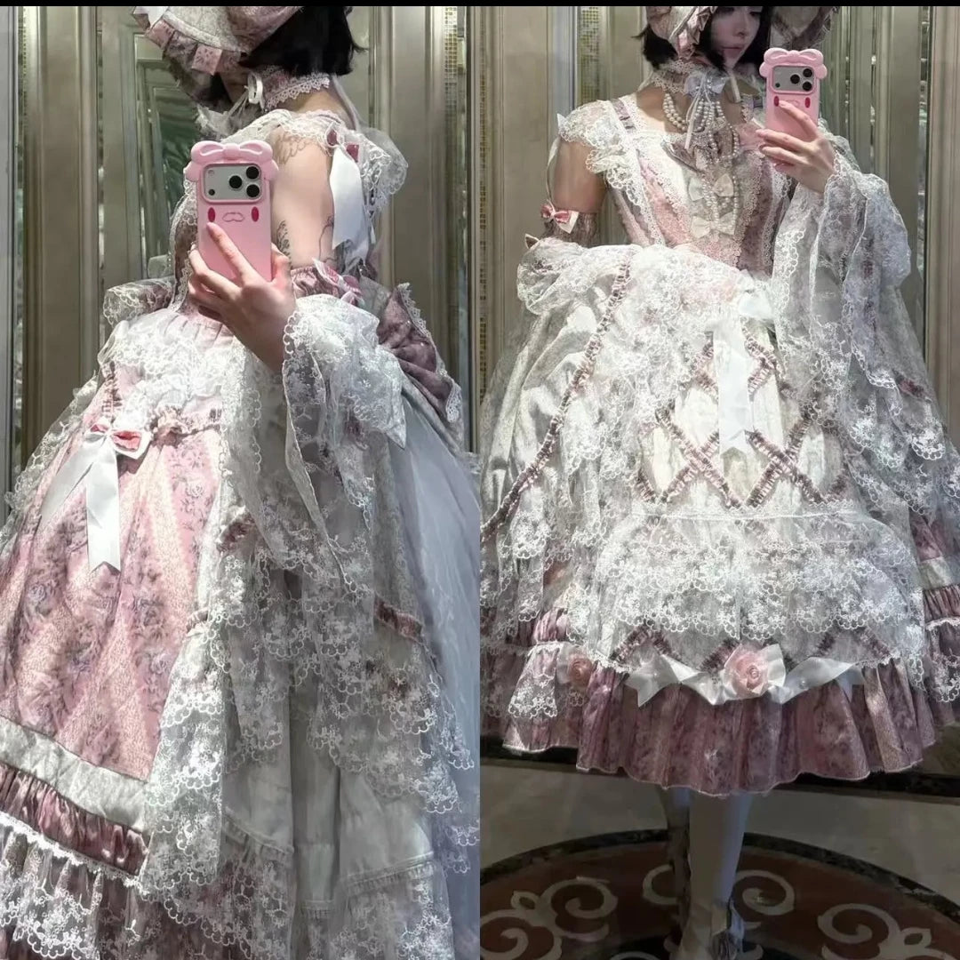 Daily Cherry Falling Stars bridal Lolita JSK - side view