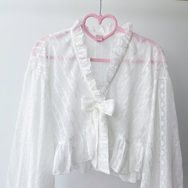Sakurada Fawn - Chiffon Puff Sleeve Lolita Cardigan - Outerwear