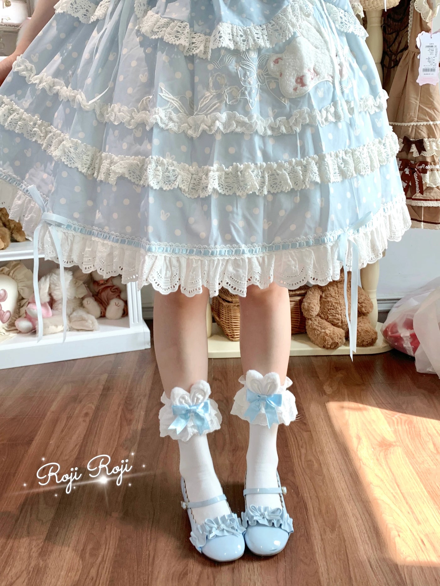 Roji Roji - Sweet Lolita Cotton Socks - Bunny Ear & Ribbon Bow Socks