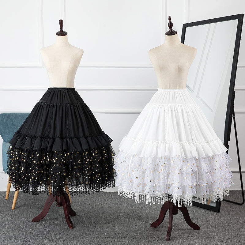 Manyiluo - Wedding - Adjustable Lolita Petticoat with Layered Lace Hem - product detail 4