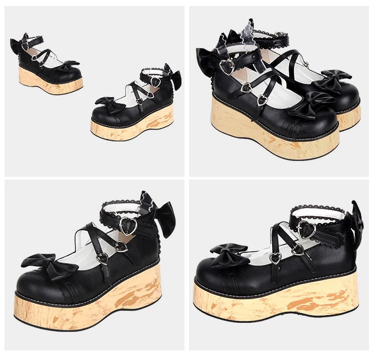 Angelic imprint - Princess Lolita Platform Shoes - Wood Grain Sole Shoes