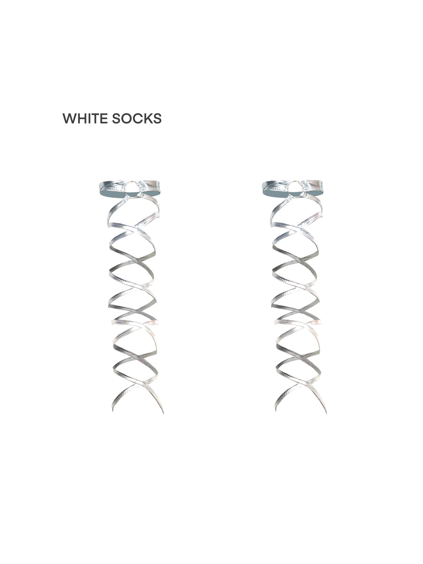 Silver wraparound cross-strap leg warmers with ring details and metallic covers