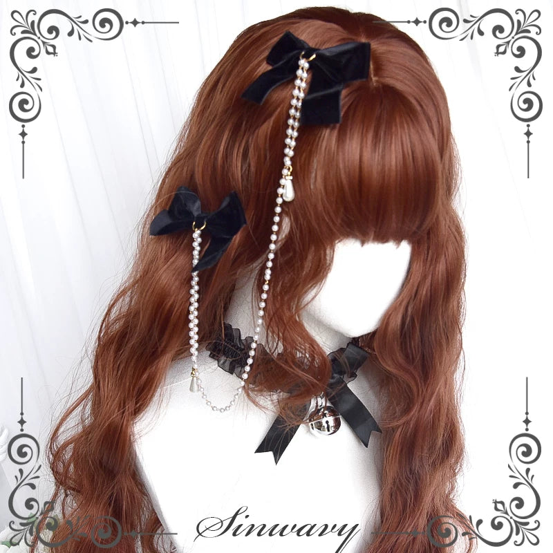 Dark orange-red brown curly Lolita wig - view 3