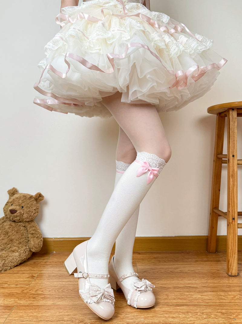 Chubby Bear Tales - Ribbon Charm - White Socks with Side Bows