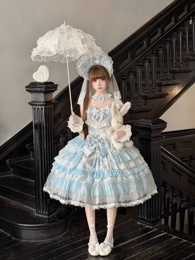 Miaolin Original - Rose Oath - Sweet bridal Lolita JSK with tiered
