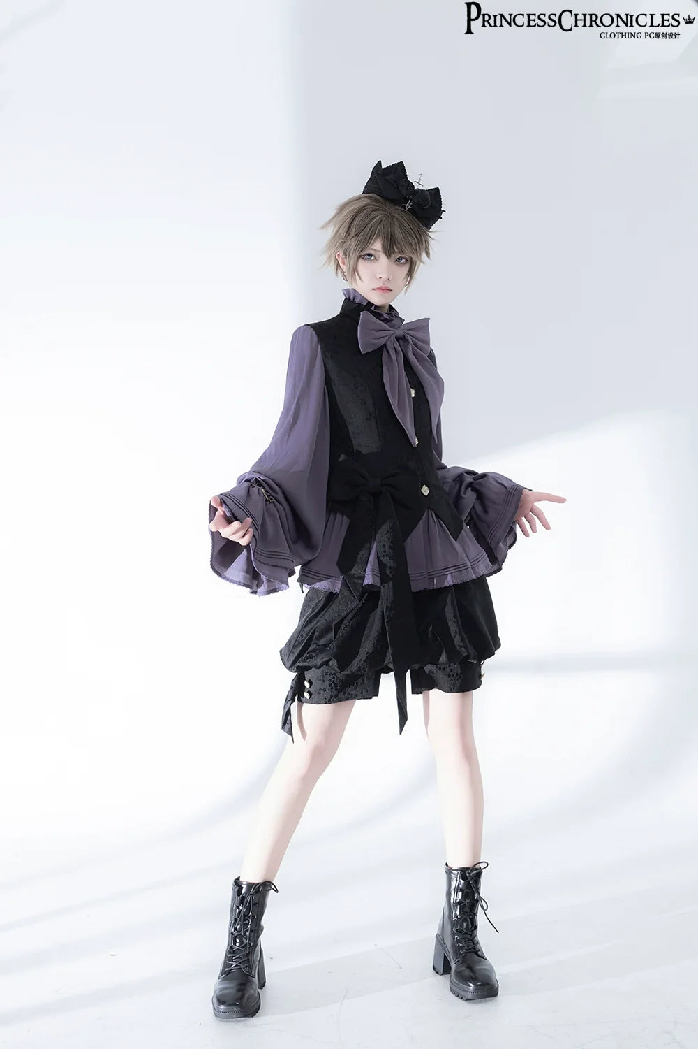 Princess Chronicles - Hunting Rabbit 2.0 - Ouji Lolita Retro Cool Purple Shirt & Shorts Set