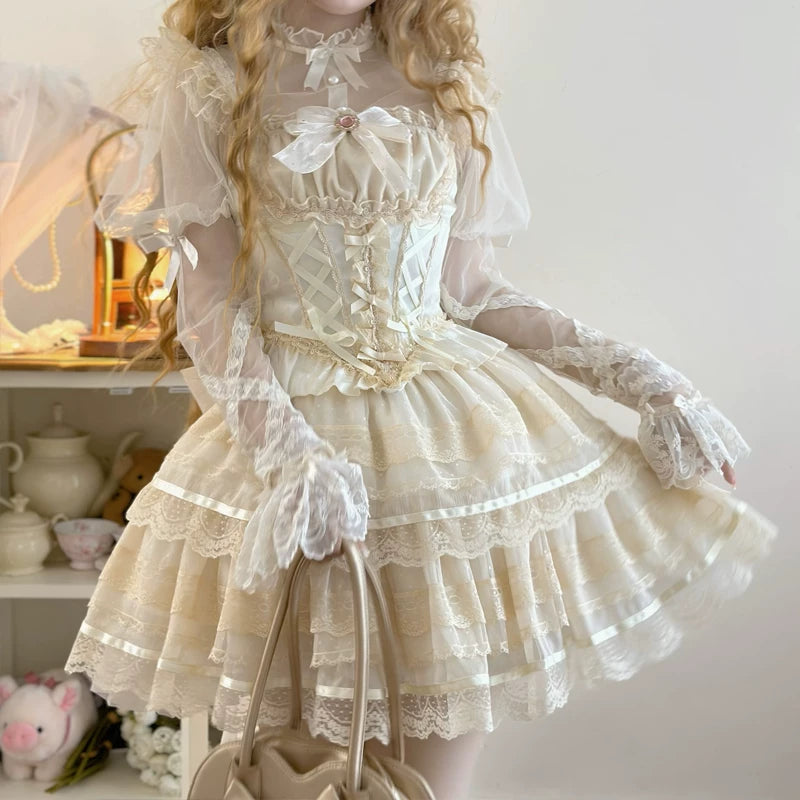 Lady Han Maiden's Heart ballet bridal JSK dress by Lolita Fetch, featuring elegant lace and floral details for a romantic look