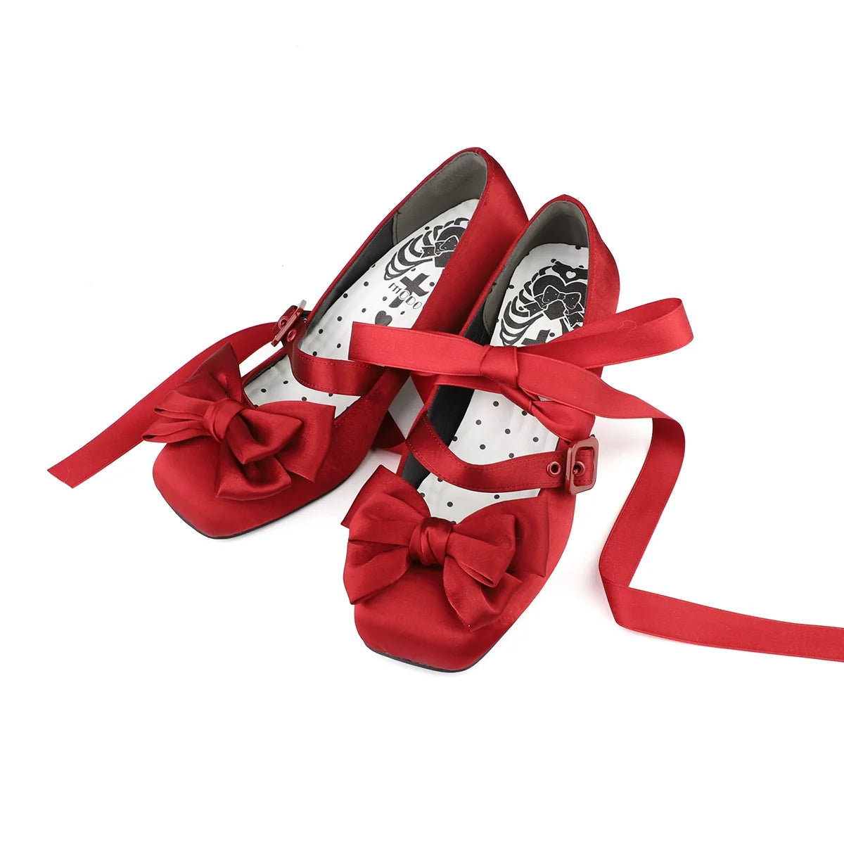 MODO - Sisi - Satin Lolita shoes with square toes and bow decorations