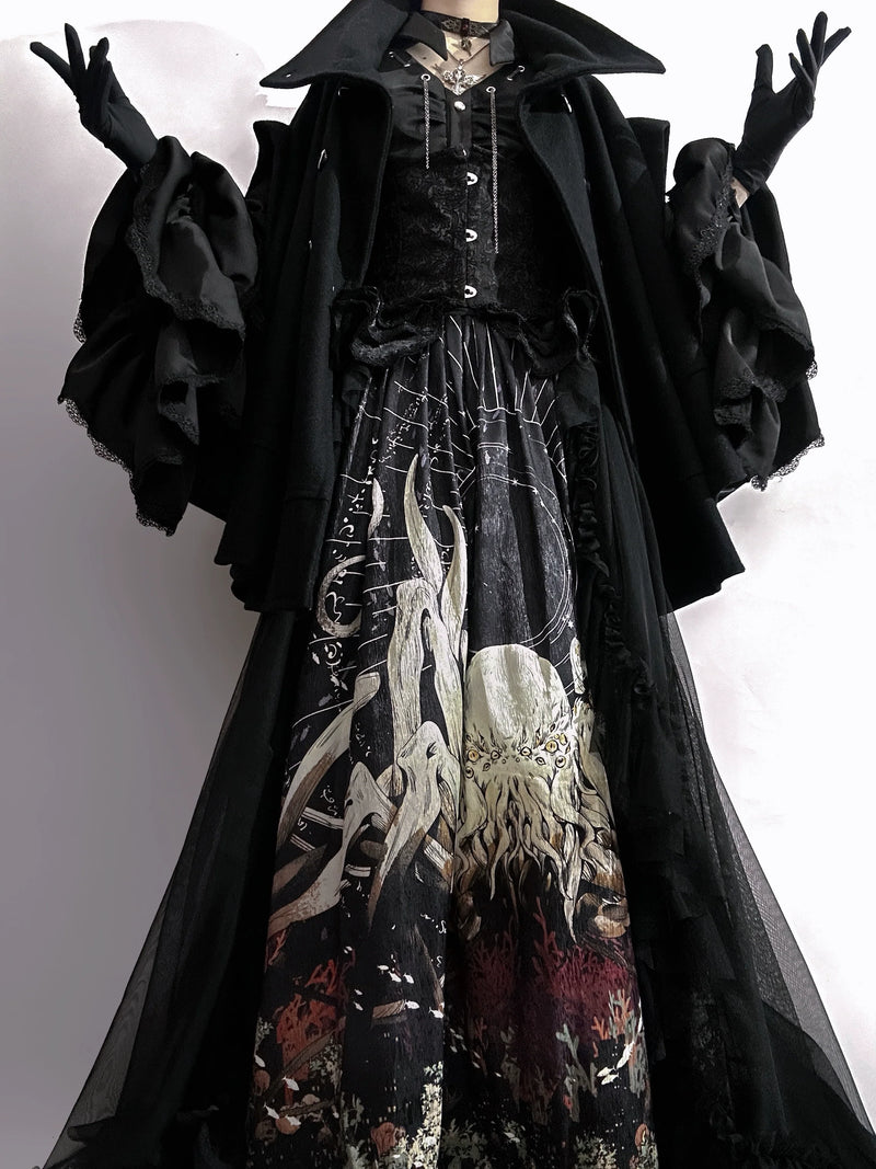 Caged Bird Hotel - Reborn Ancient God - Gothic Lolita Shirt and Skirt Set with Hanging Chains - product detail 11