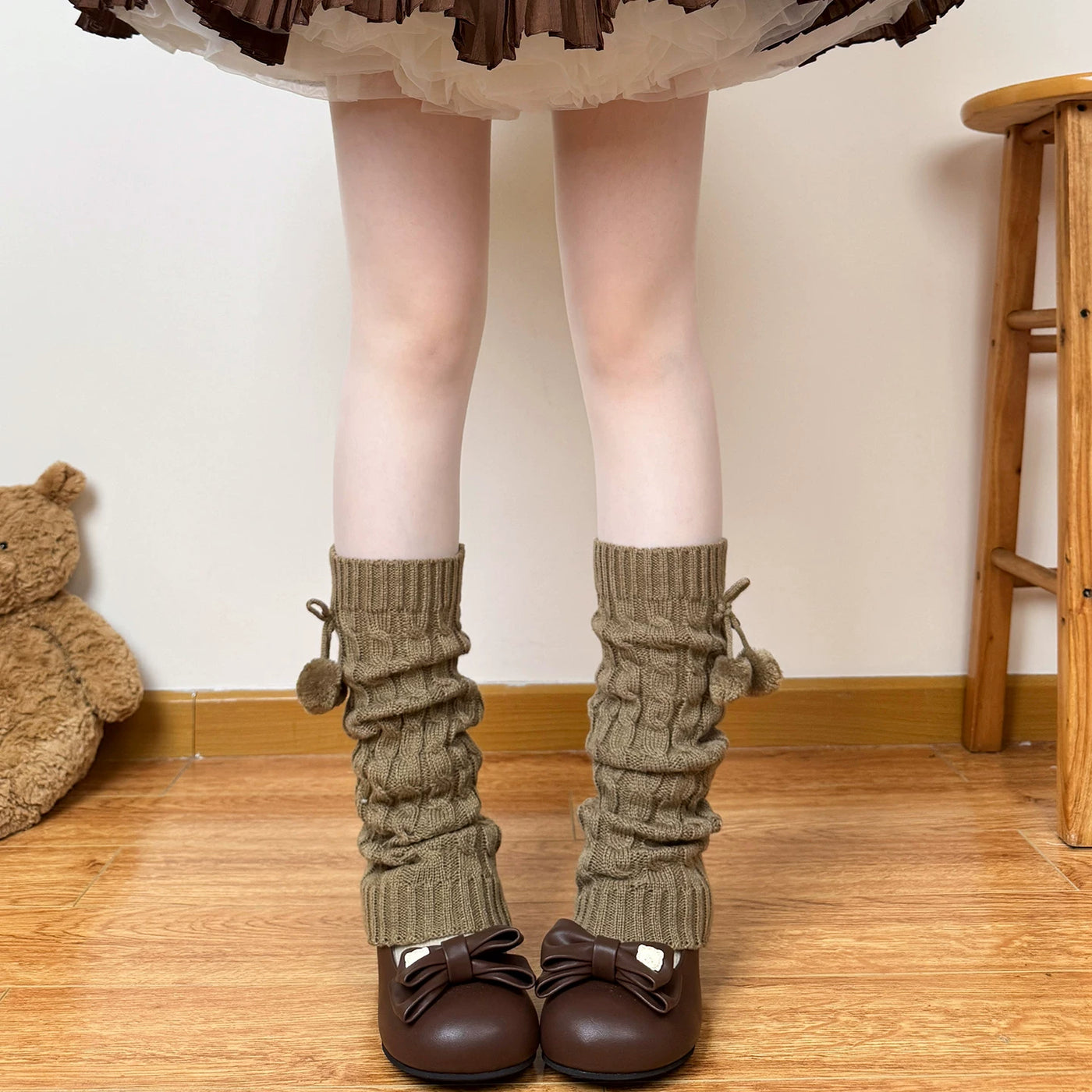 Chubby Bear Tales - Coffee & Khaki Collection - Decorative Slouch Sock Covers