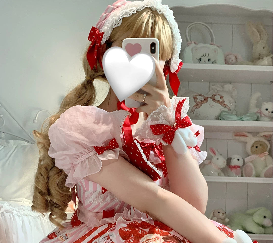 roji roji - Bunny-Ear Lace - Hand Sleeves with Polka-Dot Bows