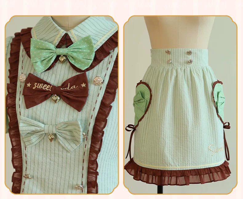 Baozi Pig - Sweet Soda - Short-Sleeve Lolita Dress with Ruffled Trim