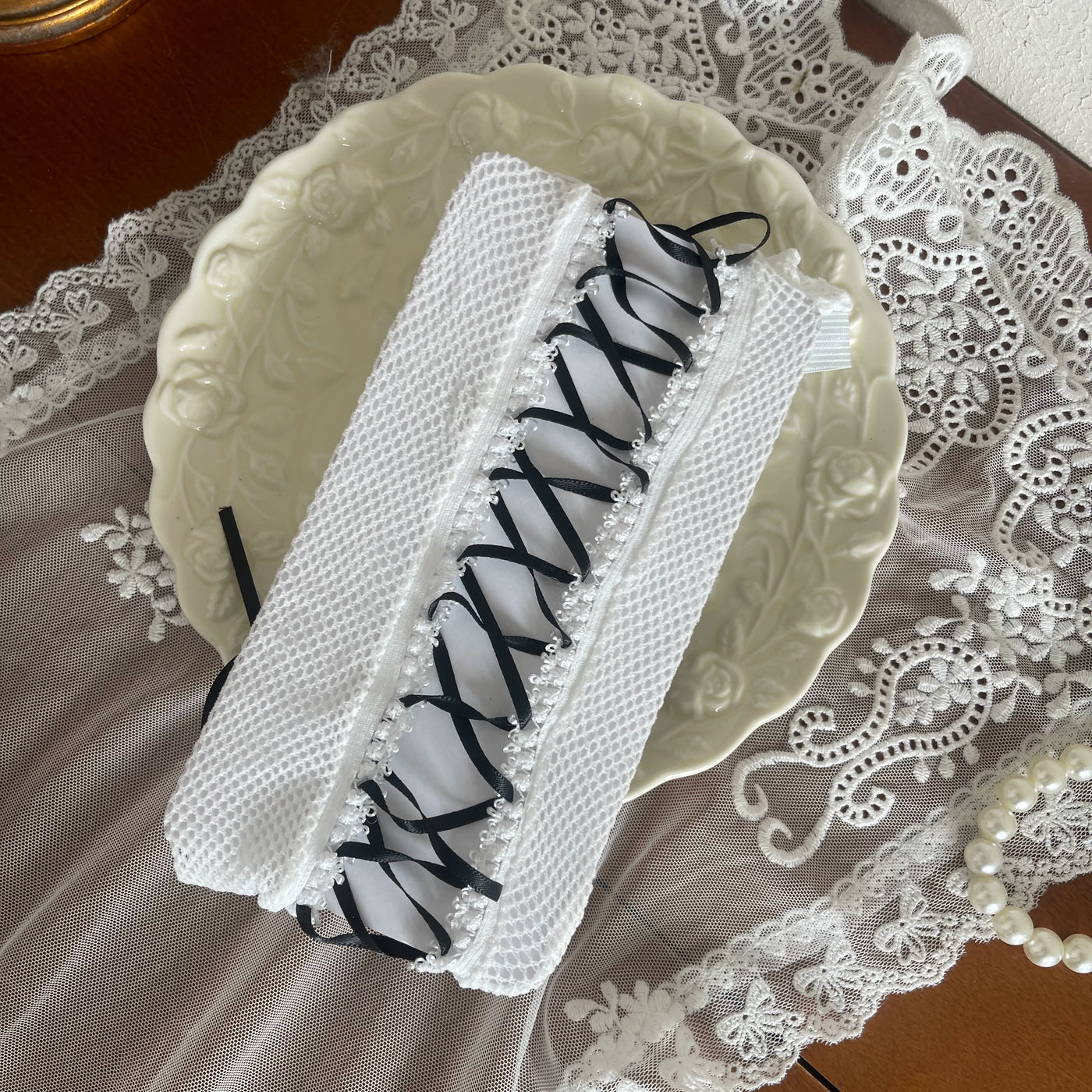 Sock Noble - Cross Moon Layering - Over-the-Knee Lace Stockings, Flared Sock Covers and Cross Clip Ring Options