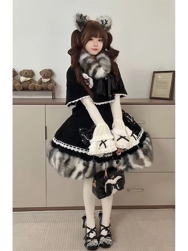 Creamy - Winter Atmosphere - Three-piece JSK set with a cape